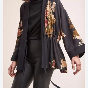 Anthropologie black floral top
